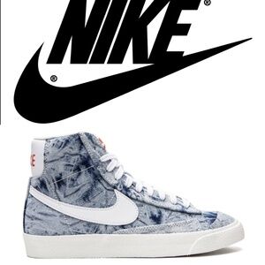 NIKE | 2022 BLUE & WHITE Blazer Mid '77 "Washed Denim" HIGHT TOP sneakers | 9.5
